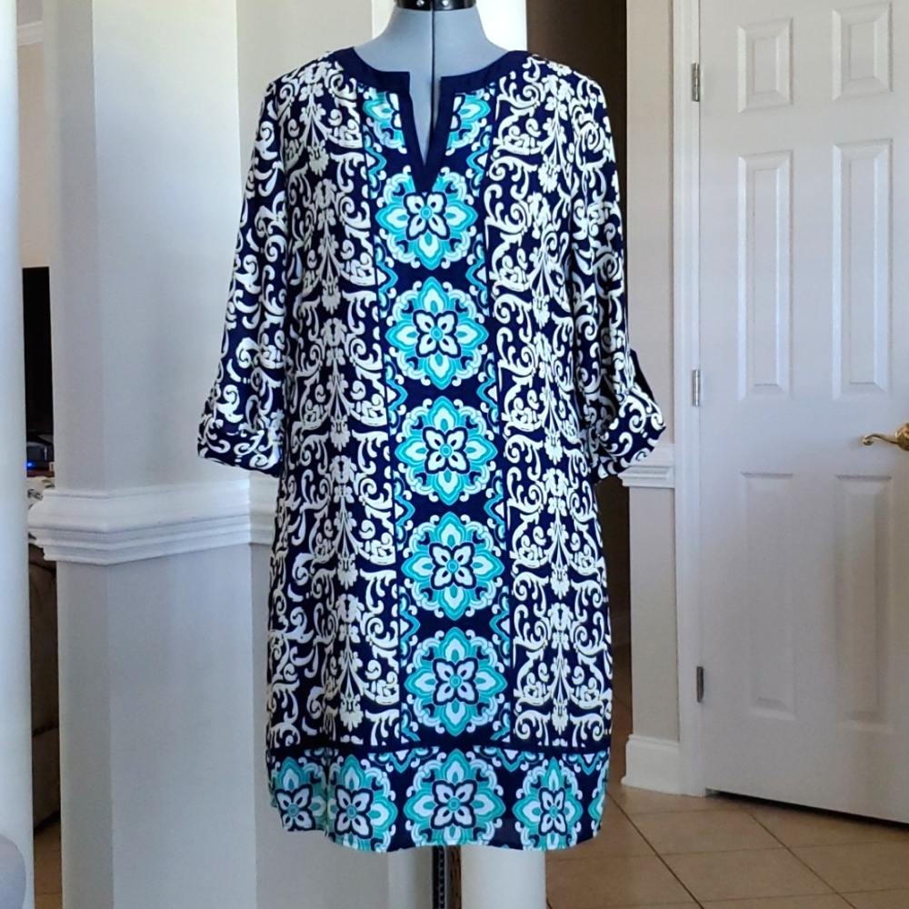 Luxology Navy Midi 3/4 Length Sleeve Dress Size 12
